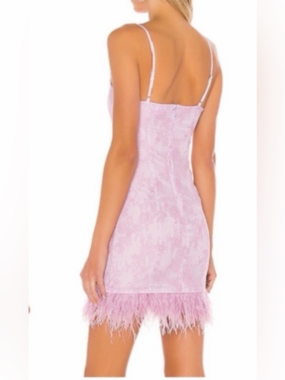 Lovers + Friends NWT Lilac Lace Feather-Trim Slip Dress Size XL - Picture 2 of 16